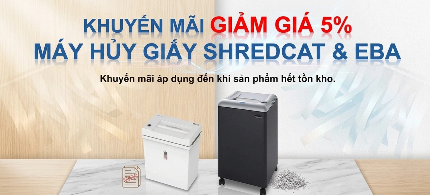 Giảm ngay 5% Máy hủy giấy SHREDCAT & EBA – Chỉ còn 01 chiếc duy nhất!
